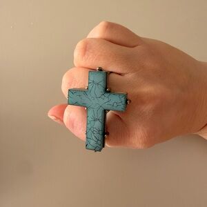 “Turquoise” Cross Statement Double Ring